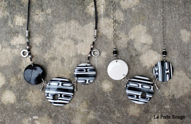 Colliers disques noirs et blancs