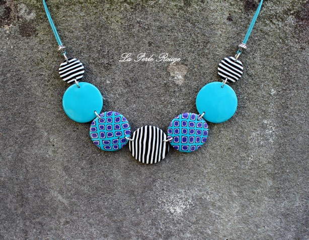 Collier turquoise et violet